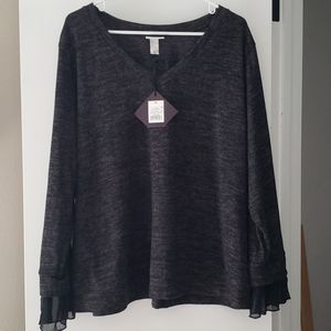 Ava & Viv Marbled Gray 2X Top